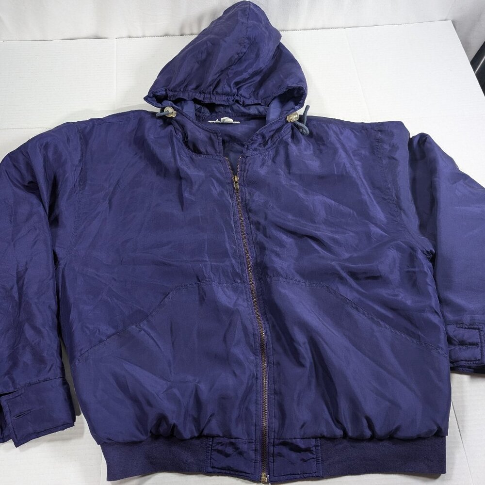 Angel full zip purple jacket womens size large 100% silk